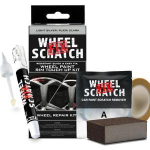 Silver Rim Touch Up Paint Kit, Car Wheel Scratch Repair Kit, Wheel Touch Up Paint Pen, curb rim repair kit, curb rash repair Kit, Universal Rim Alloy Wheel Paint Color Black, Silver, Gray (Light Silver)