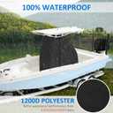 T-Top Center Console Boat Cover, Heavy Duty 1200D Waterproof T Top Console Cover with Motor Cover, UV Resistant Polyester T-Top Boat Cover, Black(60" L x 48" W x 66" H)