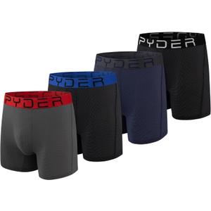 Spyder Performance Mesh Mens Boxer Briefs Sports Underwear For Men (Medium, Black/Navy/Black/Grey)