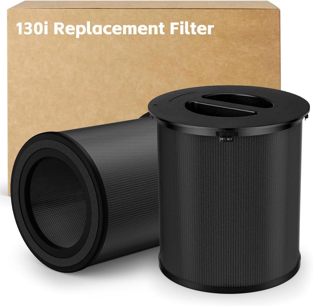 2-pack 130i Replacement Filter Compatible with PuroAir 130i Air Purifier, 3-Layer System pre Filter+HEPA Filter+Carbon Filter,Filters up to 99.9% of Smoke, Pollen, Dust and Common Household Pollutants