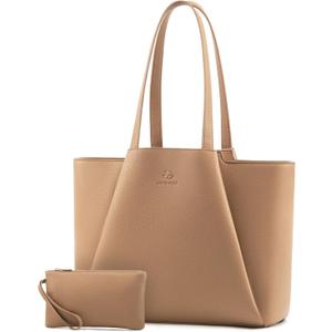 LOVEVOOK Laptop Tote for Women - 15.6 Inch Faux Leather Laptop Bag with Clutch, Large Capacity Office Purse Computer
