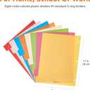 Amazon Basics Durable Multicolor 3-Ring Binder Plastic Divider Set with Tab Labels, 3-Hole Punched, for School and Organization, Letter Size 8-Tab Dividers, Assorted Colors, 6 Pack
