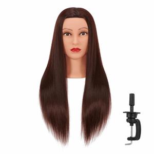Headfix 26"-28" Long Hair Mannequin Head Synthetic Fiber Hair Hairdresser Practice Styling Training Cosmetology Manikin Doll Head with Clamp