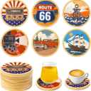 Leokawin Wood Coasters,Vintage Wood Coasters for Drinks,Absorbent Coaster Set of 6 for Coffee Tabletop Protection,Non-Slip,Non-Stick,Cute Cup Coaster for Home Office Coffee Bar Table