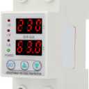 Double LED Display Single Phase Adjustable Voltage Current Protector Voltage Protective Device AC230V 63A x 36 x 60mm