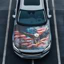 American Flag Eagle Print Car Hood Cover Elastic Polyester Car Hood Protector Auto Patriotic Decorations Waterproof Sunproof Automotive Exterior Accessories