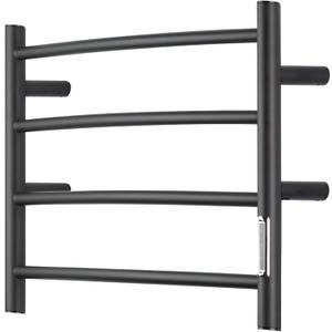 Electric Towel Warmer with Built-in Timer - Wall Mounted Bathroom Heated Towel Rack, Plug-in Design & Brushed Stainless Steel Finish Black