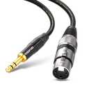 Tisino Female XLR to 1/4'' TRS Microphone Cable, 6.35mm Stereo Jack to 3-pin XLR Female Balanced Interconnect Micphone Cable -10FT