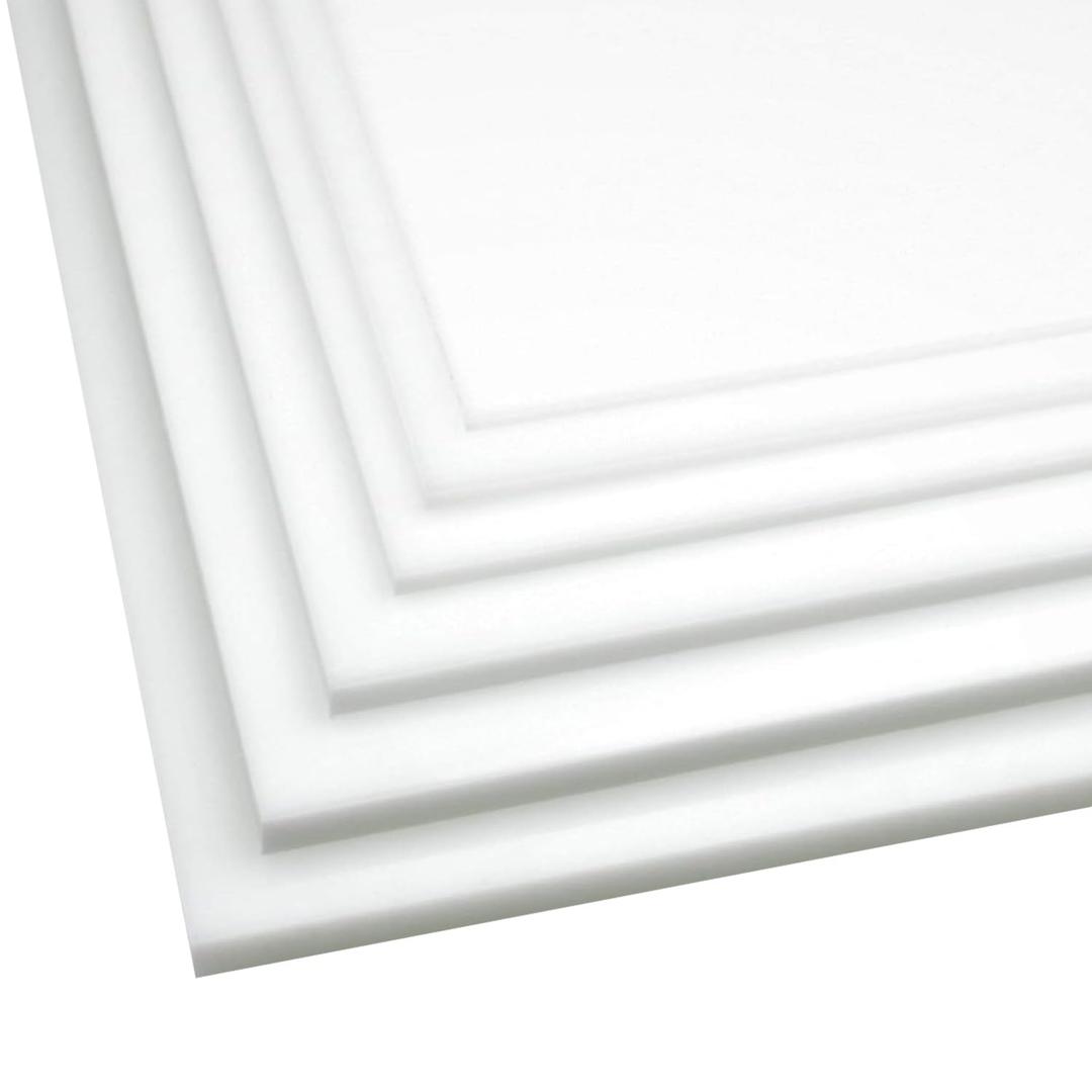 High Density Polyethylene Sheets HDPE Plastic Sheet Board for DIY, Heavy Duty Industry, 1/4" Thick,Size 12" x 24", White Color