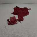 Lilosy Sexy Stocking Lace Mesh Bodysuit Top Underwire Garter Lingerie Set 3 Piece (Large, Burgundy Red)