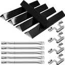 Hiorucet Grill Replacement Parts for Brinkmann 5 Burner 810-1750-S, 810-1751-S, 810-3551-0 Gas Grill, Stainless Steel Heat Plates, Grill Burner, Crossover Tube for Brinkmann Grill Replacement Parts