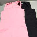 OQQ Women 2 Piece Rompers Yoga Stretch Strappy Square Neck Sleeveless Exercise Rompers (Large, Black,candypink)