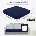 Newwiee 8Pcs Patio Cushion Covers Stretch Outdoor Cushion Cover Replacement for Patio Furniture Sofa Couch Slipcovers, Soft Flexibility Washable Furniture Protector(Waterproof Pure,Navy)