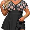Women's Plus Size Tankini Bathing Suits Ruffle Swim Dress Two Piece Full Coverage Tummy Control Swimsuits 2026, XX-Large Plus