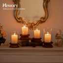 Hewory Hurricane Glass Candle Holder: 2PCS Rustic Brown Candle Holders for Pillar Candles, Vintage Decorative Wood Stand with Clear Glass Cover for Weddings Christmas Table Centerpiece Home Decor