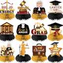 Law School Graduation Decorations 2026, 12Pcs Black Gold Honeycomb Centerpieces for Lawyer Grad Party Supplies, Law School Graduation Class of 2026