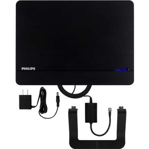 Philips Elite Channel Finder Indoor TV Antenna, Long Range Antenna, Signal Booster Amplifier, Digital, HDTV, Smart TV Compatible, 4K 1080P VHF UHF, 10 ft. Coax Included, Home Decor, Black, SDV3238N/27