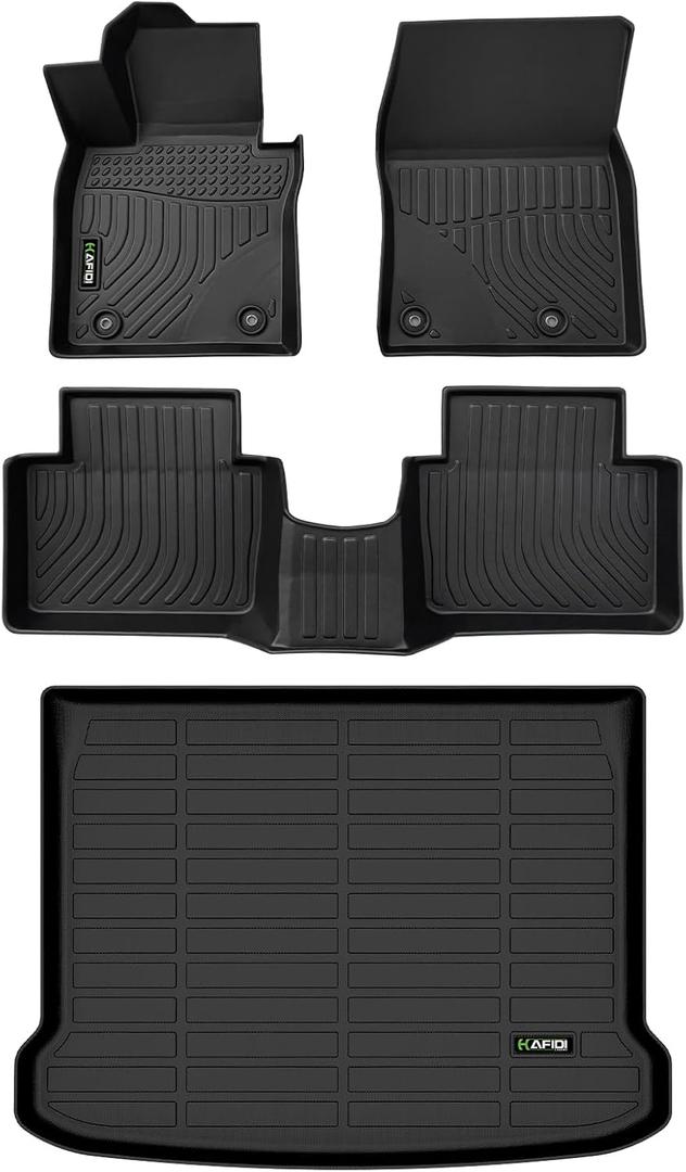 Floor Mats & Cargo Liner Custom for Mazda 3 2025 2024 2023 2022 2021 2020 2019(Only Fits Hatchback Models) All Weather Protection TPE Floor Liners Front & Rear Row Full Set Accessories - Black