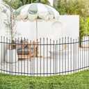FOREHOGAR Metal Garden Fence 42 in H x 12 ft L, 6 Panels + 7 Stakes Border Dog Fence Panels Animal Barrier, No Dig Garden Fencing for Yard Patio Flower Bed Lawn Outdoor, Arch Black