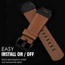 Abanen Genuine Leather Watch Band for Garmin Fenix 8 47mm / epix Pro 47mm / Instinct 3 45mm, QuickFit Retro Classic Wrist Strap for Fenix 7/6/5,Quatix 7