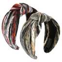 Fabric Headbands For Women's Hair Fashion Solid Color Headbands For Girls Woven Boho Headbands Knotted Elastic Head Wraps Wide Bohemian Headband Soft Top Knotted Ladie Turban Winter