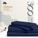 Mayfair Linen 500 Thread Count 100% Cotton Sheets King Size Bed Set - 4 PC King Bed Sheet Set Cotton (Navy Blue), Soft, Cooling, Sateen 16" Deep Pocket Bedsheet for Hot Sleepers (Fits 18" Mattress)