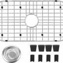 26x14 Sink Protectors for Kitchen Sink, Metal Sink Rack for Bottom of Sink, Stainless Steel Sink Protector for Kitchen with Sink Strainer, 26"X14", Center Drain
