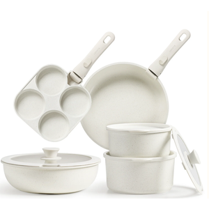 CAROTE 5pcs Pots and Pans Set Non Stick, Cookware Sets, Kitchen Set, Oven/Dishwasher/Fridge Safe, Space Saving Pots Set, Nonstick Set with Versatile Detachable Handle, Induction RV Set, Green