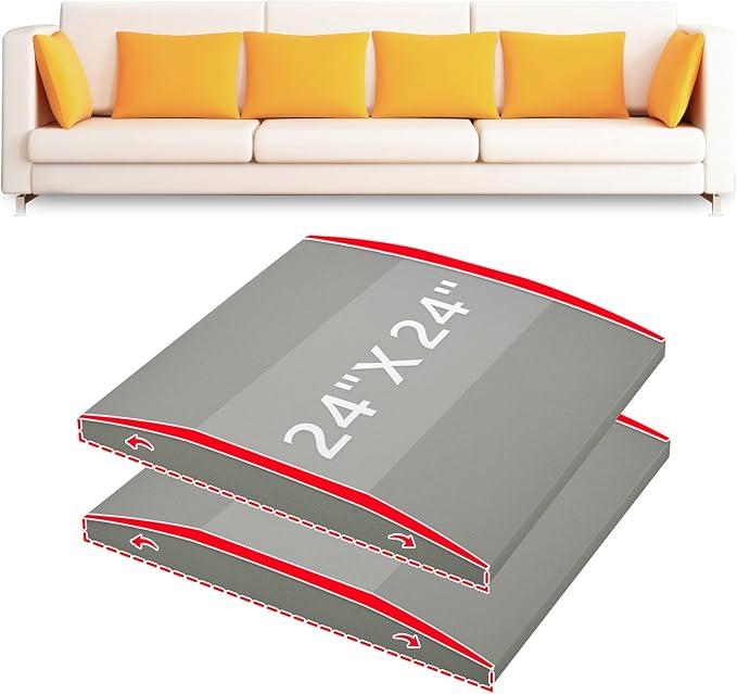 HAVARGO Couch Cushion Support High Density Foam 24X24X2.4 Inches Sofa Couch Supports for Sagging Cushions Light Grey 2Pc with Anti Slip Mesh Fabric