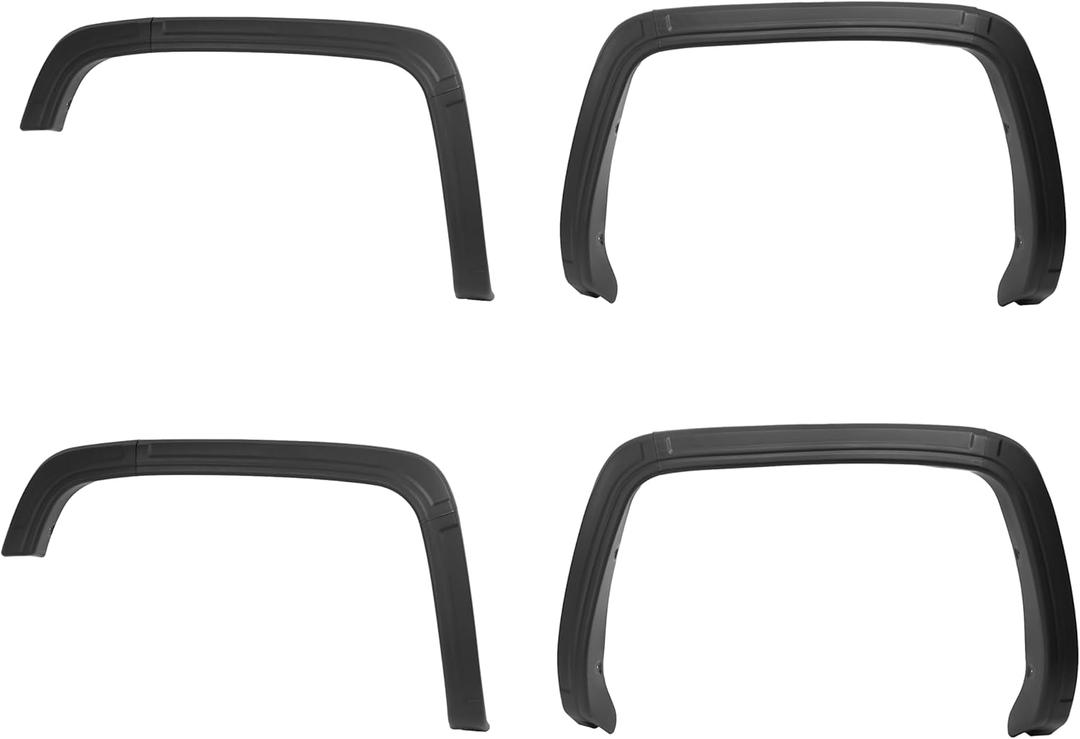 ALMULOO Fender Flares Set Compatible with 2014-2015 GMC Sierra 1500 Front & Rear Wheel Eyebrow 4PCS Fender Trim Plastic(PP+T30) Textured Black