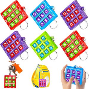 16PCS Valentines Tic Tac Toe Game Keychains Bulk Birthday Party Favors Goodie Bags Stuffers for Kids 4-8 8-12 Classroom Treasure Chest Box Toy Carnival Prize Pinata Filler Students Rewards Return Gift