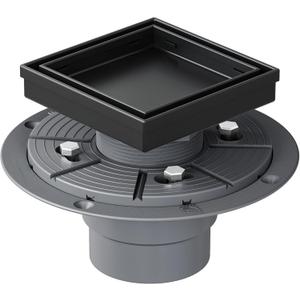 Neodrain 4-Inch Square Shower Drain with Removable Tile Insert Grate, 304 Stainless Steel, Includes Shower Drain Base Hair Strainer, Matte Black