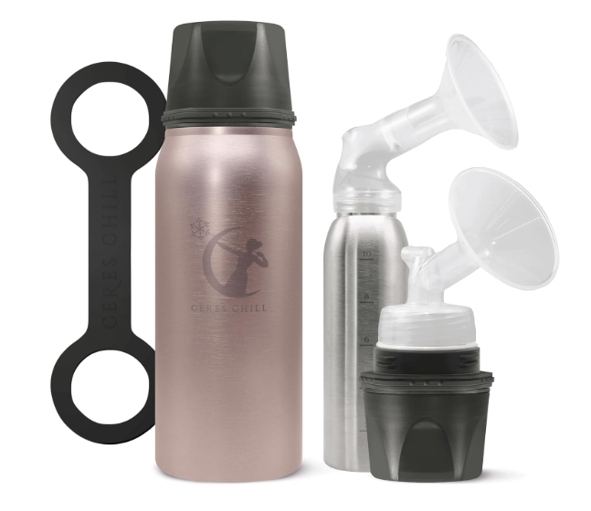 Ceres CHILL OG+ Breastmilk Chiller/Warmer 1238oz Portable Breast Milk Cooler, Two Chilling Options & More Capacity Pump Compatible Container (Moonlighting OG+ (With Freezable Inner Chamber)) Rose Gold (Standard)