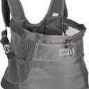 Outward Hound PupPak Dog Front Carrier, Medium, Grey  Hands-Free Hiking & Camping Pet Backpack for Small Pets up to 20 lbs, Padded Straps, Breathable Mesh, Water-Resistant, Safety Clip (12.5"L x 9.0"W x 14.0"H)
