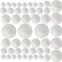 50 Pack Craft Foam Balls, 5 Sizes(1-2.4 Inches), White Polystyrene Smooth Round Balls, Foam Balls for Arts and Crafts, Christmas, DIY Craft for Home, Supplies School Craft Project and Holiday Party