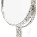 Bling Rhinestone Portable Magnified Double Sided Swivel Makeup Vanity Mirror, 360°Rotate Makeup Mirror Round Shaped Two-Sided Makeup Mirror (Silver)