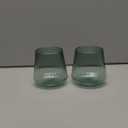 40 Pack Plastic Ribbed Wine Glasses, 14Oz Origami Disposable Wine Glasses Unbreakable Clear Plastic Cocktail Glasses Recyclable Shatterproof Reusable Wine Cups (14oz-green-40pack)