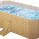 jessie 59" Portable Ice Bath Tub for Adults, Portable Bathtub Adult Cold Foldable Bathtub Inflatable Tub Shower for Indoor & Outdoor (Cold and Hot) (XL(59.1''L x 33.9''Wx 19.7''H), Beige)