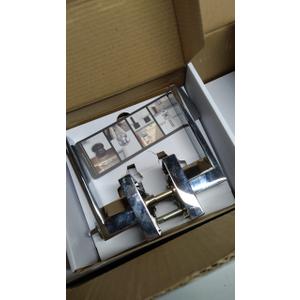 NCSEN Bright Chrome Door Handles, Privacy Door Knobs Interior, Heavy Duty Door Levers Rectangle Slot for Bath & Bed