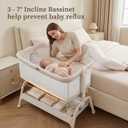 Baby Bassinet Bedside Sleeper, 3-in-1 Newborn Crib with Soft & Breathable Mattress, 6 Adjustable Heights & Anti-Reflux Incline, Breathable Mesh ASTM & CPSC Certified