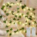 (New) 2 Pack Vines with Lights, 6.56FT 40 LED String Lights with Leaf, LED Artificial Vines with Fairy Light, 2 Modes Fake Vines Ivy String Lights for Bedroom, Wall, Room, Garden, Party Decoration