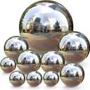 yarlung Set of 10 Stainless Steel Gazing Balls, 50-150 mm Garden Mirror Globe Floating Pond Sphere, Silver Polished Hollow Ball Reflective Ornament for Home Yard Outdoor Lawn Decoration