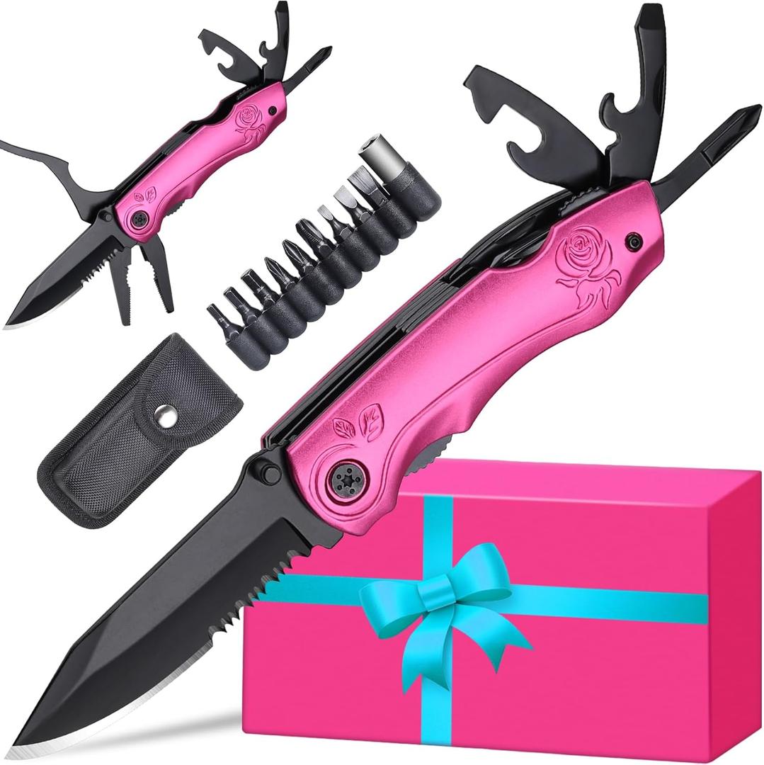 Womens Mom Gifts for Mothers Day Christmas, Stocking Stuffers for Women, Pin-k Multitool for Women, Christmas Birthday Stocking Stuffers Gifts for Wife Girlfriend Her, Anniversary Mothers Day Gift