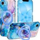 for iPhone 17e Case 2026, [Magnetic Invisible Stand] [Compatible with MagSafe] [Military Grade Drop Protection] Slim Translucent Matte Back Shockproof Protective Cover, Blue Gold
