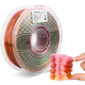 AMOLEN TPU 3D Printer Filament, Transparent Multicolor Rainbow TPU 1.75mm, Color Change Flexible Soft TPU 3D Printing Filament Supports High Speed, 1kg Spool(2.2lbs)