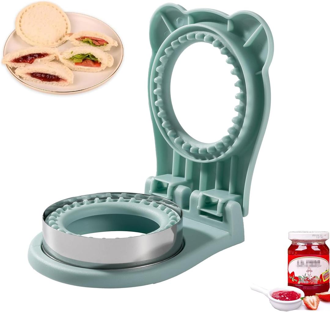 Uncrustable Sandwich Maker, Sandwiches Pocket Circle Shape 3.7 Inch Sandwich Cutter and Sealer, Sandwich Cutter for Kids Breakfast and lunchboxes (Light Blue)