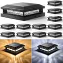 Solar Post Cap Lights 12 Pack, Upgraded Outdoor Fence Post Lights for 4x4 4.5x4.5 5x5 Vinyl/Wood Posts, Black Deck Posts Cap Light Solar Powered with Warm White/Cool White for Garden Patio Porch