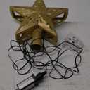 Christmas Tree Topper Lighted with 6 Pattern Projection Modes, Christmas Star Tree Topper Built-in LED Rotating Lights, Gold 3D Glitter Dynamic Projector for Christmas Decorations