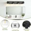 Black Bathroom Light Fixtures, 4 Lights Bathroom Lighting Fixtures Over Mirror, Square Design & Rectangle Large Backplate, Modern Vanity Lighting Fixtures, for Bathroom/Living Room/Bedroom