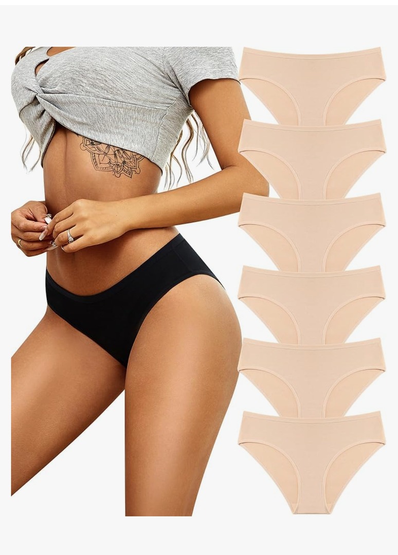 Women's Underwear Cotton Hipster Panties Breathable Sexy Cheeky Stretch Soft Ladies Bikini Underwear 6 Pack S-XXL
